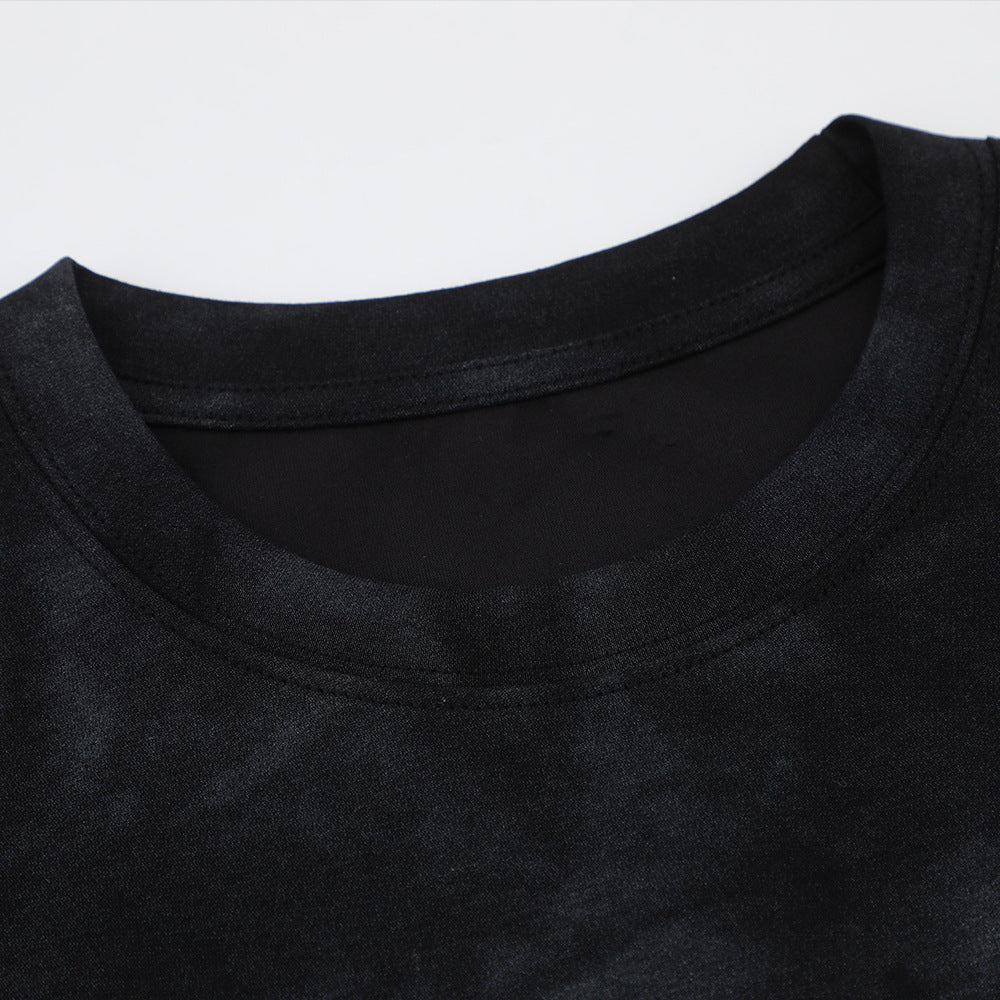 DAXUEN Oversized distressed graphic tie-dye short-sleeve T-shirt