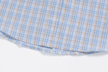 DAXUEN Poodle appliqué plaid button-up shirt
