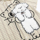 DAXUEN Oversized button-up shirt with cartoon dog appliqué
