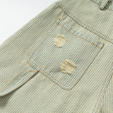 DAXUEN Faded greenish-blue wide-leg denim shorts with embroidery