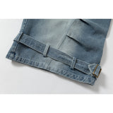 DAXUEN Wide-leg denim culottes in blue wash