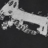 DAXUEN Distressed graphic dog print short-sleeved T-shirt