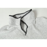 DAXUEN Zig-zag trim long sleeve polo top