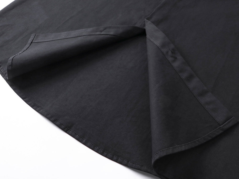 DAXUEN Gothic text button-up shirt in black and white