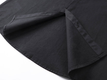 DAXUEN Gothic text button-up shirt in black and white
