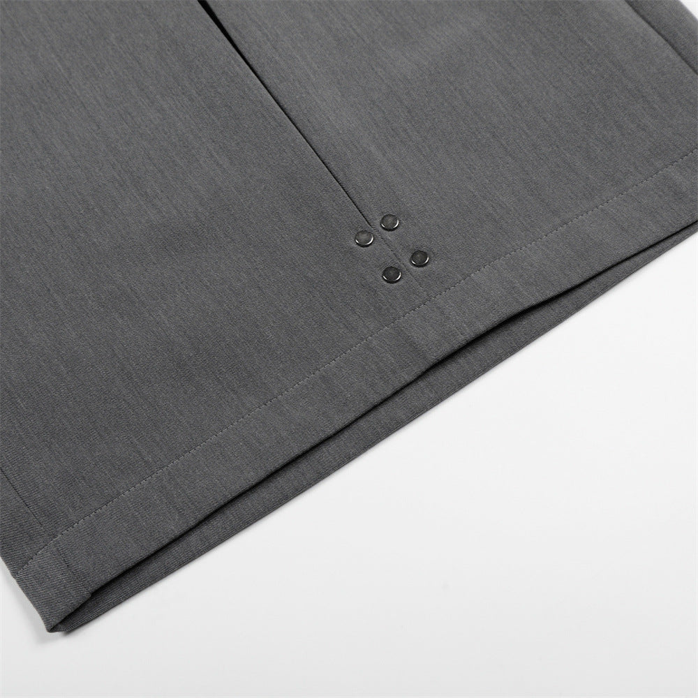 DAXUEN Cropped wide-leg trousers in medium-grey with decorative studs