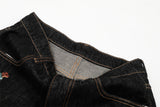 DAXUEN Dark-wash wide-leg jeans with dog embroidery