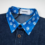 DAXUEN Short-sleeved denim shirt with embroidered graphics
