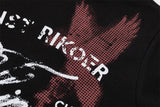 DAXUEN Distressed graphic ringer T-shirt with ribbed collar and cuffs