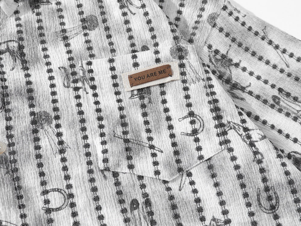 DAXUEN Short-sleeve button-up shirt with abstract graphics