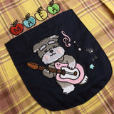 DAXUEN Short-sleeved plaid shirt with embroidery and heart-shaped buttons