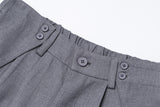 DAXUEN Medium grey wide-leg shorts with pleats and waistband