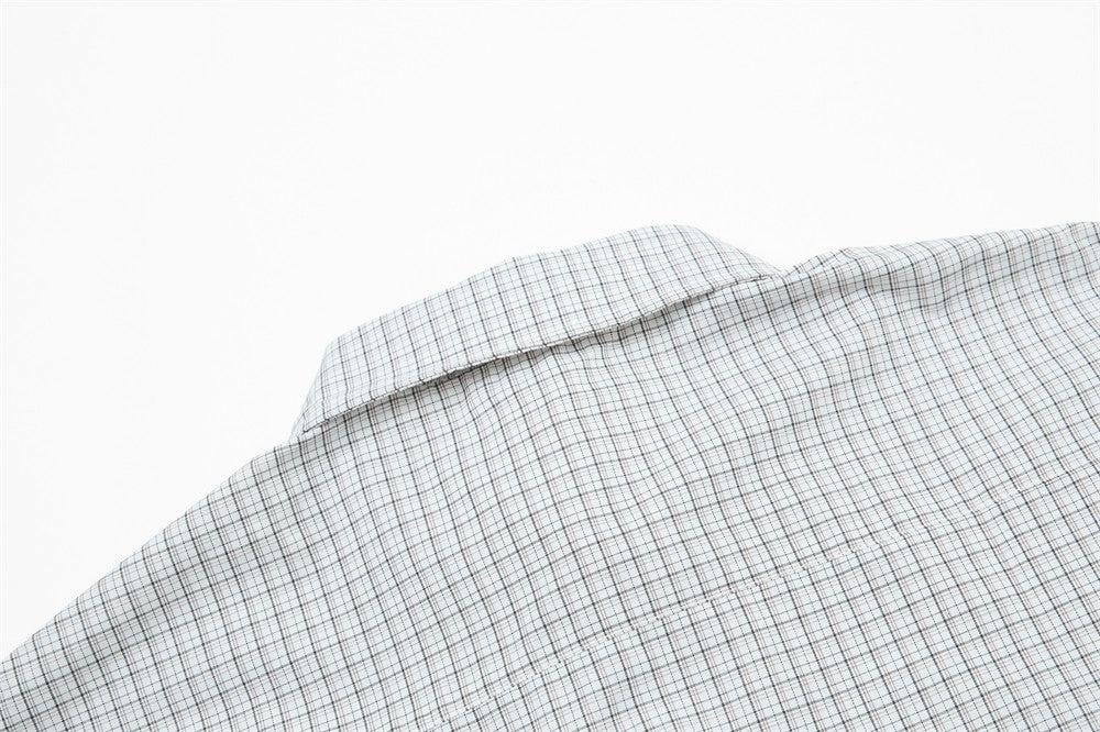 DAXUEN Short-sleeved plaid button-up shirt