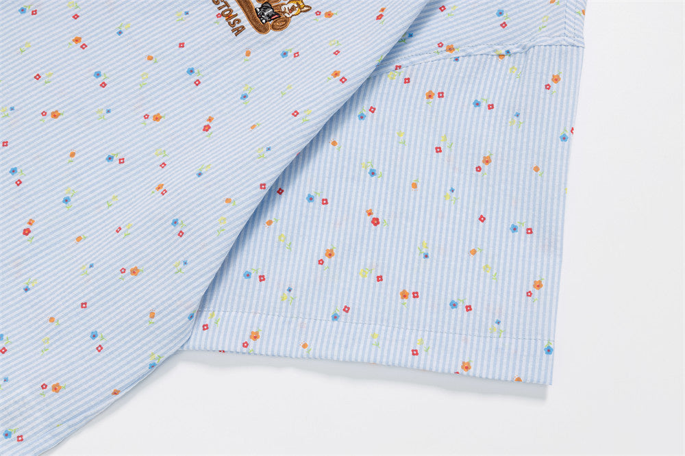 DAXUEN Relaxed-fit short-sleeved floral print button-up shirt