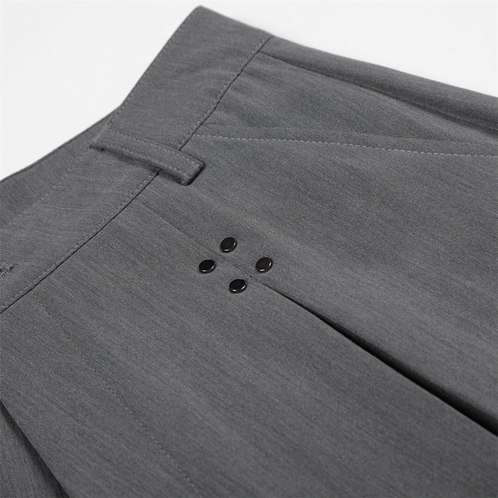 DAXUEN Cropped wide-leg trousers in medium-grey with decorative studs
