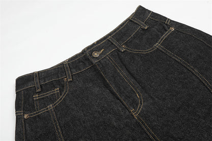 DAXUEN Wide-leg denim shorts with embroidery and contrasting stitching