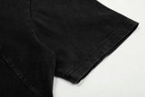 DAXUEN Black vintage washed short-sleeve t-shirt with zipper