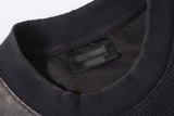 DAXUEN Asymmetrical panel t-shirt in charcoal grey and dark waffle knit