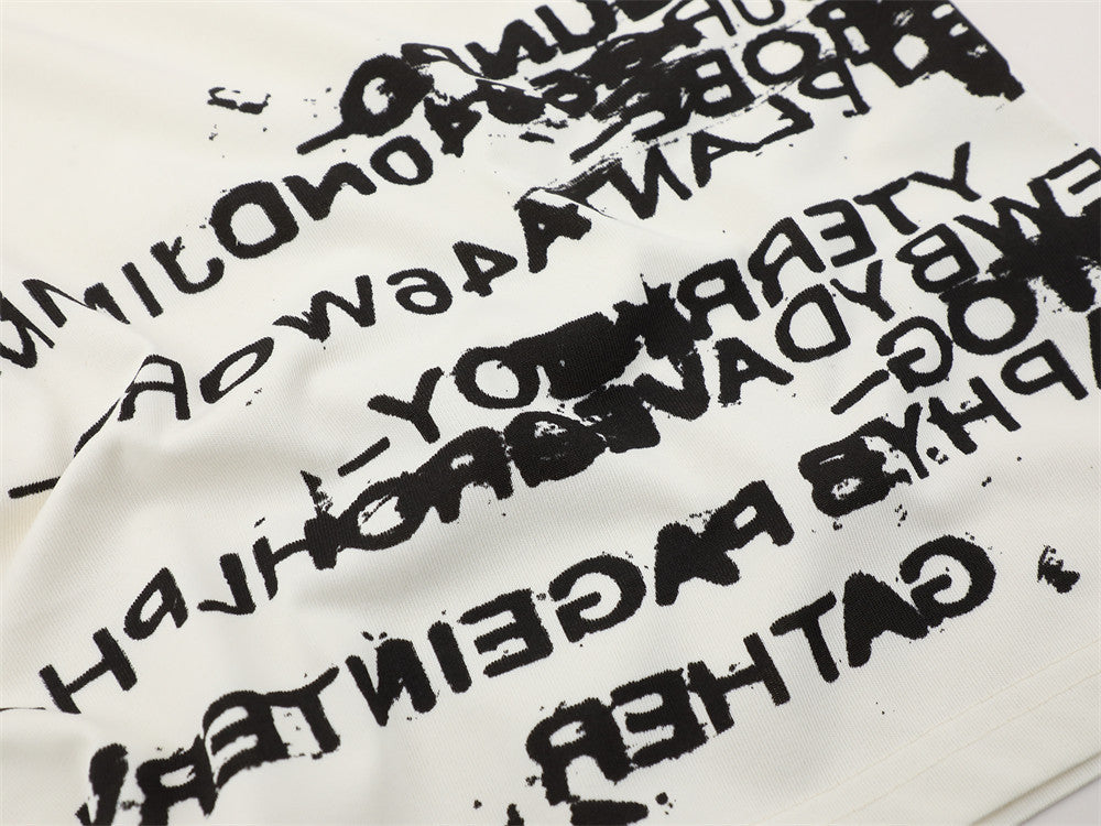 DAXUEN Abstract text graphic short-sleeved T-shirt