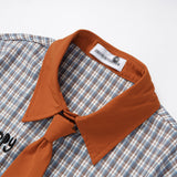DAXUEN Colorful plaid short-sleeved button-up shirt with embroidery