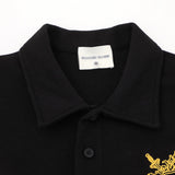DAXUEN Embroidered graphic polo shirt in black and light grey marl
