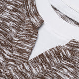 DAXUEN Layered neckline short-sleeved top in heathered fabric