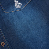 DAXUEN Oversized denim button-up shirt with reflective designs