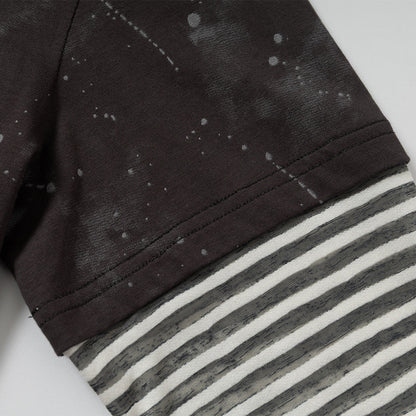 DAXUEN Faux-layered hooded long-sleeve top with splatter print
