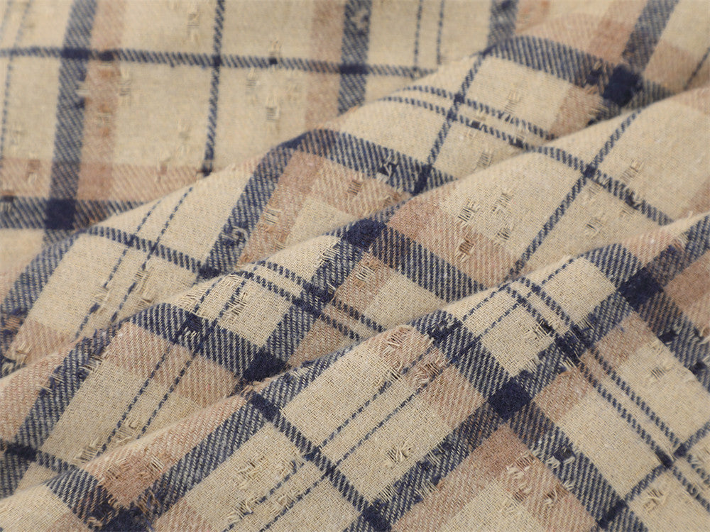 DAXUEN Short-sleeved plaid button-up shirt with graphic elements