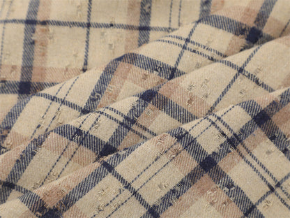 DAXUEN Short-sleeved plaid button-up shirt with graphic elements