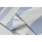 DAXUEN light blue and white striped playful graphic polo top
