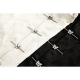 DAXUEN cream embossed butterfly pattern button-up shirt