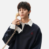 Cozy Comfort Loose Polo Collar Sweatshirt