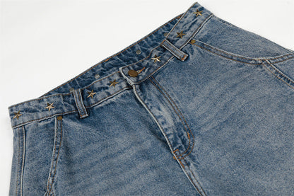 DAXUEN High-waisted wide-leg denim jeans with star prints