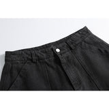 DAXUEN Men's washed black wide-leg cargo shorts