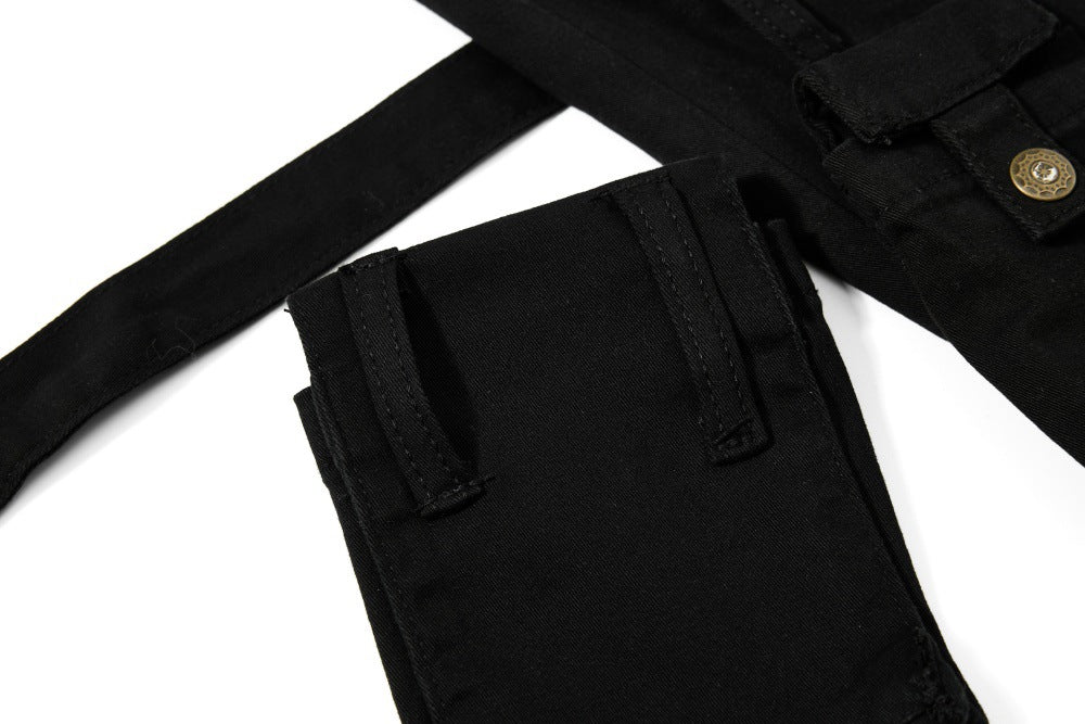 DAXUEN High-waisted black cargo pants with flared legs