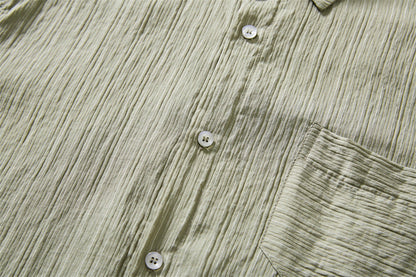 DAXUEN Textured short-sleeved button-up shirt