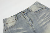 DAXUEN Light blue wide-leg denim jeans with studs