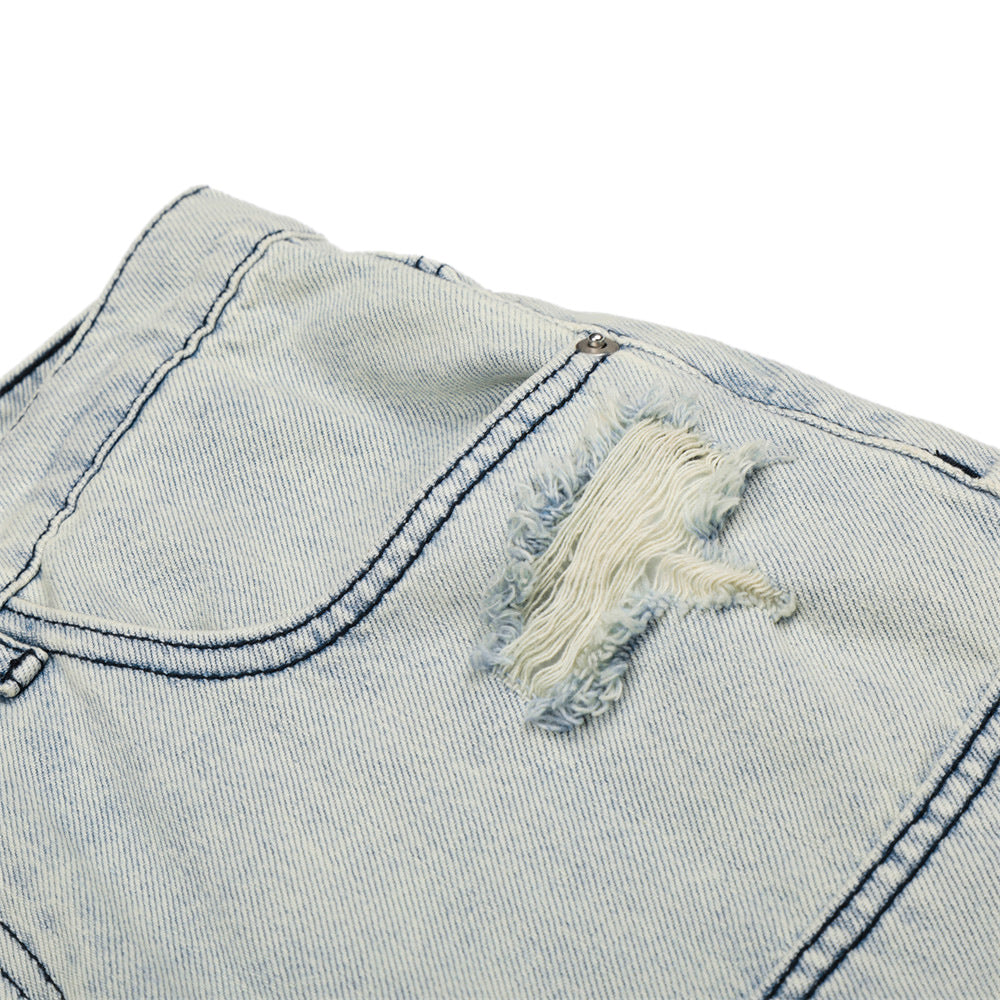 DAXUEN Men's loose-fit wide-leg acid-washed cargo shorts