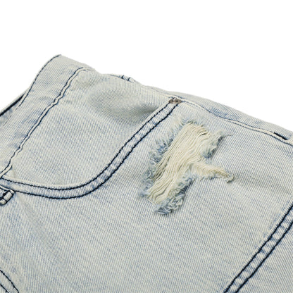 DAXUEN Men's loose-fit wide-leg acid-washed cargo shorts