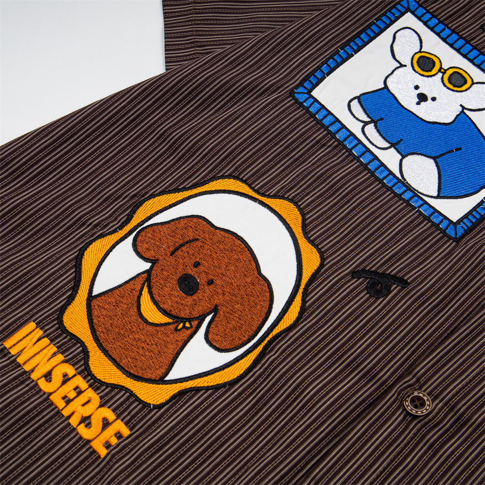 DAXUEN Short-sleeve striped shirt with cartoon patches