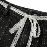 DAXUEN Dark grey wide-leg cropped cargo pants with polka dots
