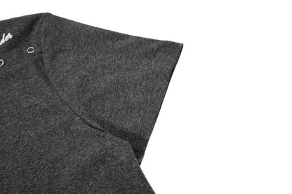 DAXUEN Mock-neck short-sleeve t-shirt in black and dark heather grey