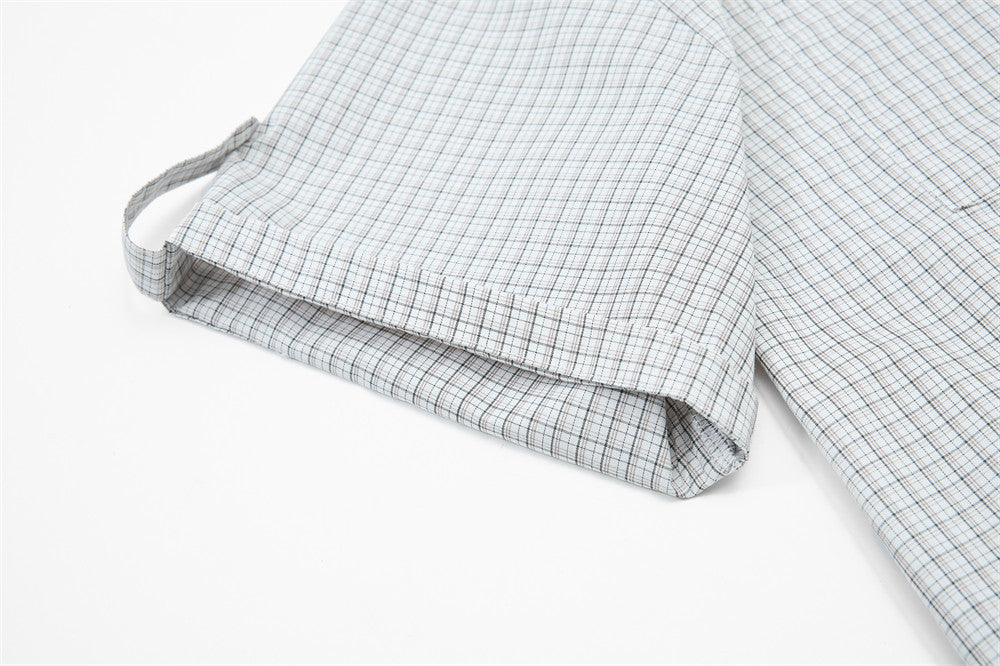 DAXUEN Short-sleeved plaid button-up shirt