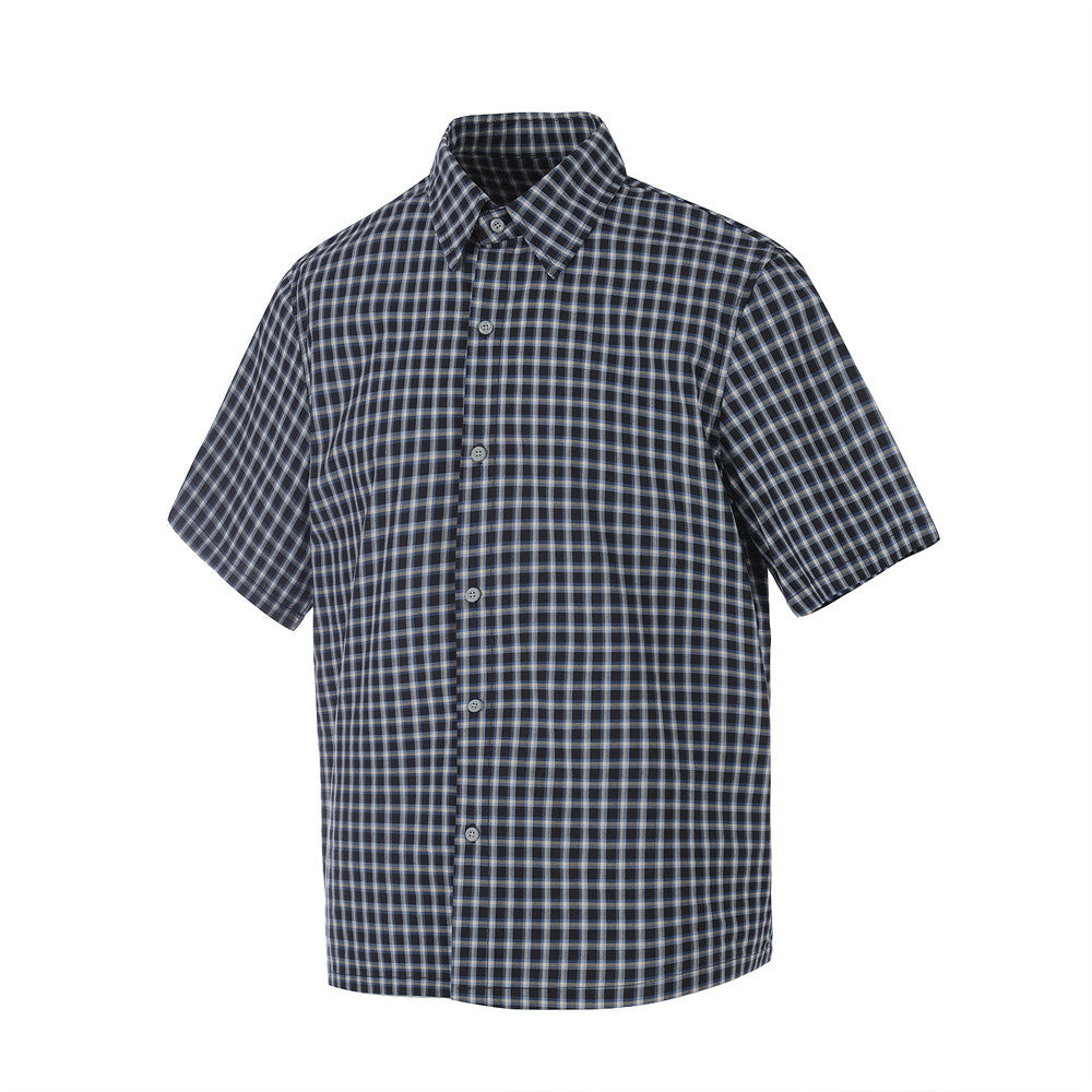 DAXUEN Men's short-sleeved plaid button-up shirt