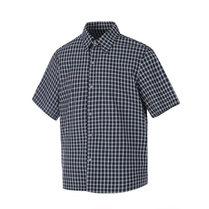 DAXUEN Men's short-sleeved plaid button-up shirt