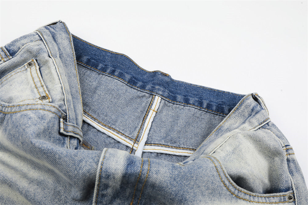 DAXUEN Distressed wide-leg jeans with camouflage pattern