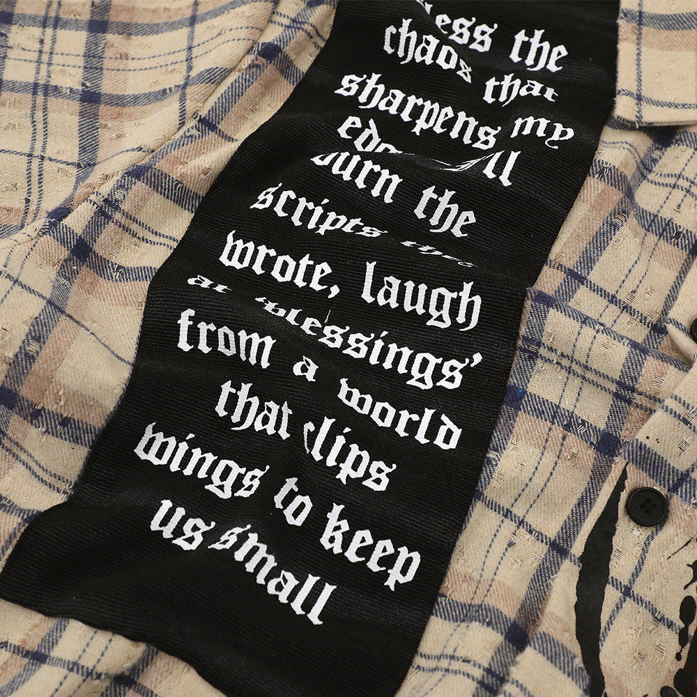 DAXUEN Short-sleeved plaid button-up shirt with graphic elements
