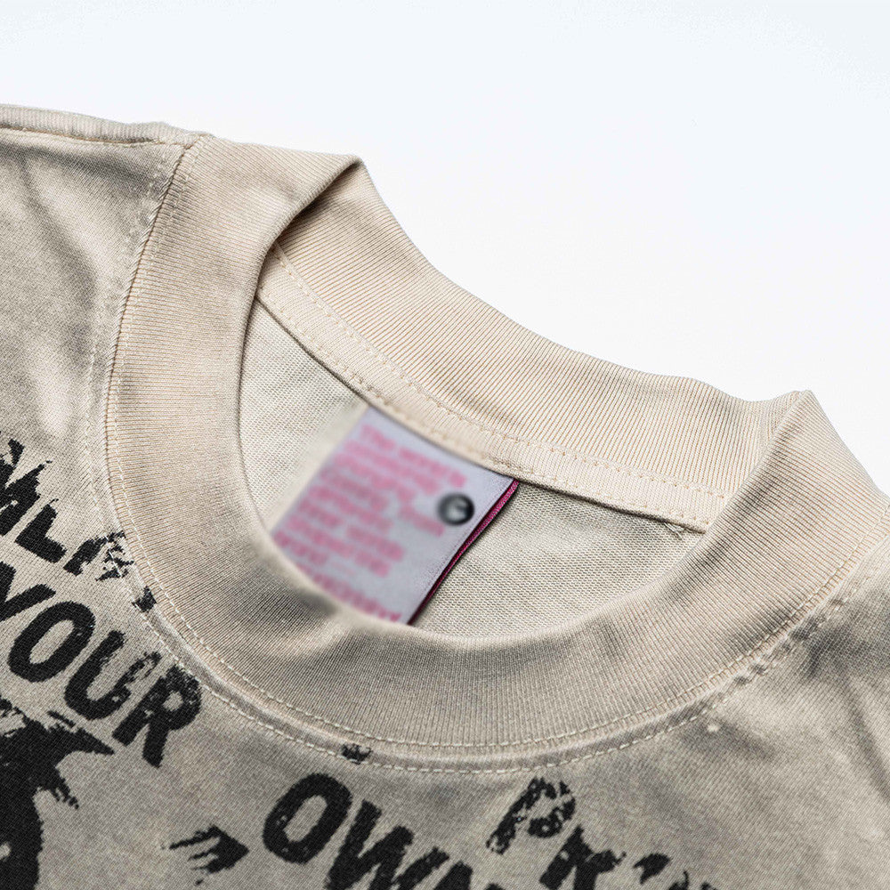 DAXUEN Distressed graphic print crew neck t-shirt