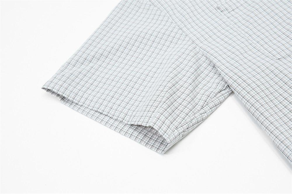 DAXUEN Short-sleeved plaid button-up shirt